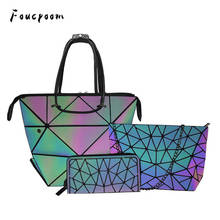 Luminous Purses and Handbags Women Set Geometry Shoulder Bags Purse Totes Bag Female Plain Folding Crossbody Bag Drop Shipping 2024 - buy cheap