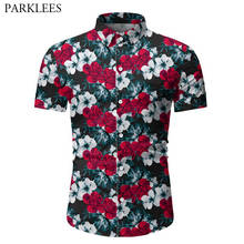 Stylish Floral Print Shirt for Men 2020 Summer Brand New Short Sleeve Slim Fit Mens Hawaiian Shirt Casual Holiday Beach Chemises 2024 - buy cheap