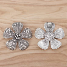 5 peças pingentes grandes de metal flor charmosos para colar jóias achados 52x52mm 2024 - compre barato