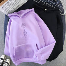 Fashion Harajuku Warm Women Hoodies Long Sleeve Casual Simple Flower Print Sweatshirt Female Tracksuit Pullover Sudaderas Mujer 2024 - buy cheap