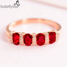 Bk 18k anéis de ouro rosado para mulheres, pedras preciosas naturais de rubi 3g, ouro genuíno 585, festa de casamento, noivado, joias finas para mulheres 2024 - compre barato