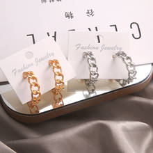 FNIO Trendy Hollow Chain Hoop Earrings For Women Gothic Geometric Gold Earrings Punk Statement Circle Earring Jewelry 2024 - buy cheap