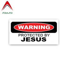 Aliauto Personality Car Sticker Warning Protected By Jesus Reflective Decal PVC for Nissan Suzuki Peugeot Skoda Volvo,19cm*9cm 2024 - buy cheap