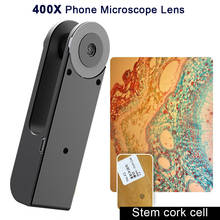 Объектив для микроскопа 400X мобильный телефон, HD-камера со светодиодной подсветкой, супермакрообъектив для мобильного телефона, Универсальный объектив для смартфона iPhone 2024 - купить недорого