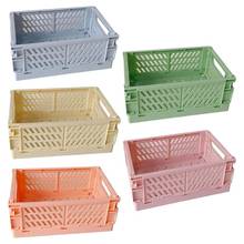 Collapsible Crate Plastic Folding Bathroom Storage Box Basket Utility Cosmetic Container Desktop Holder Home Use 2024 - buy cheap