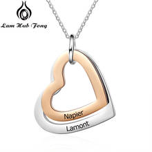 Personalized Stainless Steel Heart Necklace Engraved 2 Name Necklace Double Heart Pendant Fashion Jewelry Gifts (Lam Hub Fong) 2024 - buy cheap
