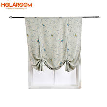 Roman Short Curtain Flower Bird Pattern Ribbon Curtains For Living Room Kitchen Window Printed Cloth High Shading Rope Curtain 2024 - buy cheap
