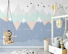 Papel tapiz personalizado para habitación de niños, pintado a mano, globo de aire caliente nórdico moderno, fondo interior de animal pequeño, papel tapiz 3d 2024 - compra barato
