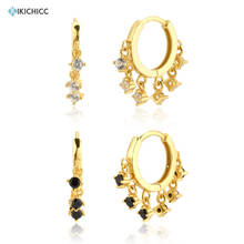 Kikichicc 925 Sterling Silver Gold Clear Black Zircon Hoops Women Fashion Crystal Luxury Rock Punk Piercing Luxury Jewels 2024 - buy cheap