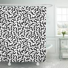 Zigzag and Dots Black White Memphis Pattern 80S 90S Shower Curtain Waterproof Polyester 60 x 72 inches Set with Hooks 2024 - buy cheap