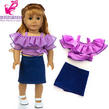 Baby Doll Vestido Jeans Fit para 18 Polegada Boneca Roupas de Desgaste Crianças Presente de Aniversário 2024 - compre barato