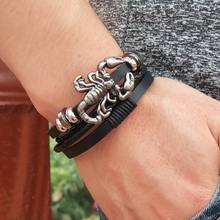 2020 Fashion Leather Bracelet Men Braided Multilayer Anchor Scorpion Skull Shantou Bracelets Ladies Rope Chain for Male Jewelry 2024 - compre barato