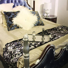 Camas de luxo europeias montadas com lantejoulas, tapete para sala de exposição, toalha e bandeira para cama de hotel 2024 - compre barato