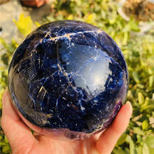 9-10 см с натуральным синим кристаллом мяч, Полировочный шар, массажный мяч, рейки, исцеление Камень, украшение дома, изысканные подарки сувениры 2024 - купить недорого