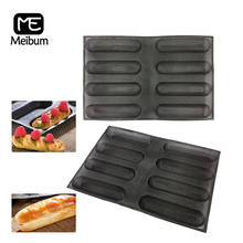8 Cavity Black Porous Silicone Mold Hot Dog Long Loaf Bread Modle Baguette Eclair Puff Tray Non Stick Bakeware Baking Pan 2024 - buy cheap
