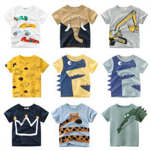 Детская футболка для маленьких мальчиков и девочек с рисунком динозавра детские топы, футболки с рисунком, желтая футболка одежда s От 2 до 7 лет 2024 - купить недорого