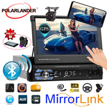 Rádio automotivo 1 din, gps, 7 polegadas, estéreo, usb/aux, com controle remoto, retrátil, bluetooth 2024 - compre barato