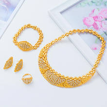 Conjunto de joyería Etíope para mujer y niña, joyería de Color dorado de Dubái, collar árabe/Africano/pendientes, regalos de fiesta 2024 - compra barato