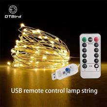 USB remote control 8 function copper wire lamp string Christmas wedding bedroom decoration 10m 100 light silver wire lamp 2024 - buy cheap