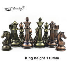Bstfamly conjunto de xadrez kirsite galvanoplastia tecnologia xadrez peça de alta qualidade rei altura 110mm jogo xadrez brilhante peça ia11 2024 - compre barato