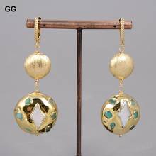GuaiGuai Jewelry Cultured White Pearl Star Shape Green Chrysoprase Gold Color Plated Edge Earrings For Women 2024 - buy cheap