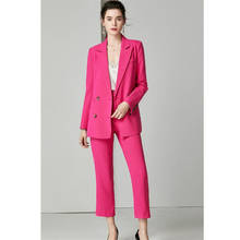 Fuchsia Women Business Suits Blazer Jacket+Pants Formal Ladies Pant Suits Office Uniform Style Female Trouser PantSuit 2024 - buy cheap