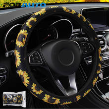 FORAUTO Car Steering Wheel Cover Sunflower Floral Print Universal Car Styling Stretchy Neoprene Auto Non Slip Steering Covers 2024 - buy cheap