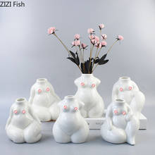 Vaso de cerâmica nude para mulheres, estilo europeu, para arte corporal, braço quebrado, arranjo floral, flores secas, decoração para casa 2024 - compre barato