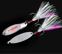10 Pieces Fishing Spoon Lure Treble Feather Hook Spinner Wire Baits White Feather 10g 15g 21g 25g 28g 40g 50g 2024 - buy cheap