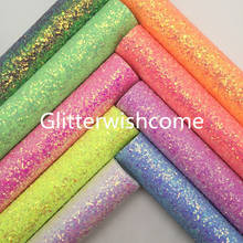 Glitterwishcome-tela de cuero grueso con purpurina, tela de vinilo para lazos, 21x29cm, tamaño A4, GM888A 2024 - compra barato