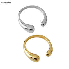 ANDYWEN 925 Sterling Silver 2020 Gold Open Bangle Resizable Rings Women Adjutsable Plain Ring Jewelry Fashion Party Statement 2024 - buy cheap