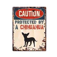 Caution Protected By Chihuahua Warning Car Sticker Waterproof Sunscreen Decal Vinyl Automobile JDM Accessories,13cm*10cm 2024 - buy cheap