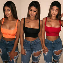 2020 Sexy Women Solid Strappy Tanks Vest Crop Top Summer Sleeveless Slash Neck Tanks Beach Women Sports Tank Tops 2024 - buy cheap