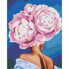 GATYZTORY-Cuadro de flor de mujer para pintar por números, lienzo de dibujo, figura pintada a mano, regalo, decoración de pared, obra de arte, 60x75cm 2024 - compra barato