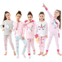 Pijama de algodão infantil de 2-7years do bebê dos miúdos do pijama da coruja da luva longa do pijama das meninas do outono da primavera do gato de phoebe 2024 - compre barato