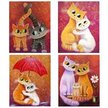 5d pintura diamante ponto cruz bonito gato inteiramente quadrado mosaico animal redondo diamante bordado decoração para casa presente faça-você-mesmo 2024 - compre barato