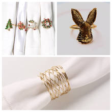 Anillo de servilleta de boda, soporte de hebilla de servilleta de oro, Orejas de conejo de pascua, Navidad para el hogar Formal informal 2024 - compra barato