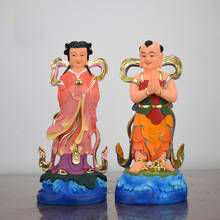 Um par de figura do budismo taoismo guan yin avalokitesvara jin língua yu nv língua zi buda ásia proteção doméstica estátua feng shui 2024 - compre barato
