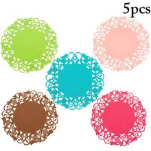 5Pcs/Set Flower Shape Coaster Hot Pad Heat-Resistant Round Silicone Trivet Mat Drink Coaster Home Supplies 2024 - buy cheap