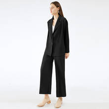 Miyake Pleated Ladies Sets 2021 Autumn Winter Korean Fashion Two Piece Blazer Pants Suit Coat Elegant Office Designer Clothing 2024 - buy cheap