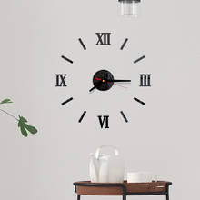 Relógio de parede moderno, relógio de parede moderno para o interior romano com adesivo 3d, efeito espelhado e romano, 4 estilos 3d 2024 - compre barato