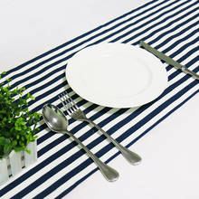 Caminos de mesa modernos para decoración del hogar, cubiertas de Mantel a rayas, azules y blancas, para bodas, fiestas, navidad 2024 - compra barato