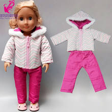 Ropa para muñeca de 18 pulgadas, chaqueta, leggings, regalo para niña, ropa para muñeca, Abrigo con capucha de piel plateada 2024 - compra barato