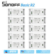 Sonoff-interruptor remoto sem fio básico r2, controle de voz compatível com alexa, google home e ewelink, para automação de residências 2024 - compre barato