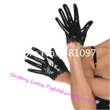 Sexy Black Latex Rubber Gloves Lace Edge for Club Catsuit Wear  victorian gauntlets 2024 - buy cheap