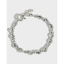 Flyleaf ins estilo torção enrolamento real 925 prata esterlina pulseiras para mulheres corrente jóias finas pulseiras & pulseiras vintage 2024 - compre barato
