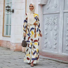 2021 новый принт Абая Бохо длинный мусульманское платье макси женский Кафтан Дубай, Турция Кафтан ИД Исламская одежда арабский халат вечернее платье 2024 - купить недорого