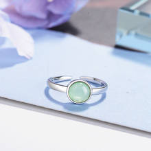 Silver Color Green Opal Round Rings Adjustable Size Finger For Women Wedding Party Jewelry jz048 2024 - buy cheap