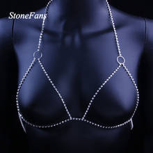 StoneFans-collar de arnés de sujetador de pecho con diamantes de imitación para mujer, cadena de cuerpo de cristal, círculo Simple, Sexy, joyería corporal 2024 - compra barato