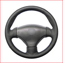 MEWANT Black Genuine Leather Car Steering Wheel Covers for Peugeot 206 1998-2005 206 SW 2003-2005 206 CC 2004 2005 Parts 2024 - buy cheap